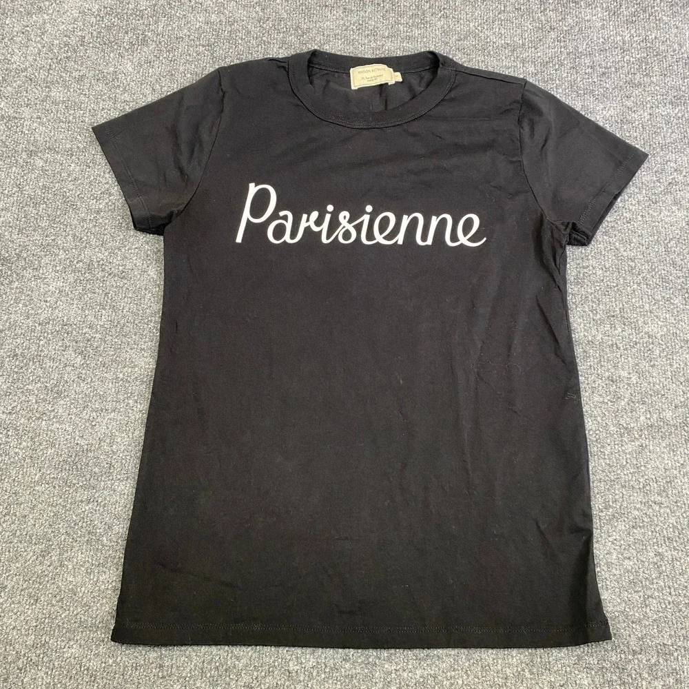 Maison Kitsune Parisienne Black Graphic T-Shirt AW00101KJ0005 Womens Small